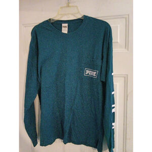 Women's PINK Teal Long Sleeve T-Shirt Size L